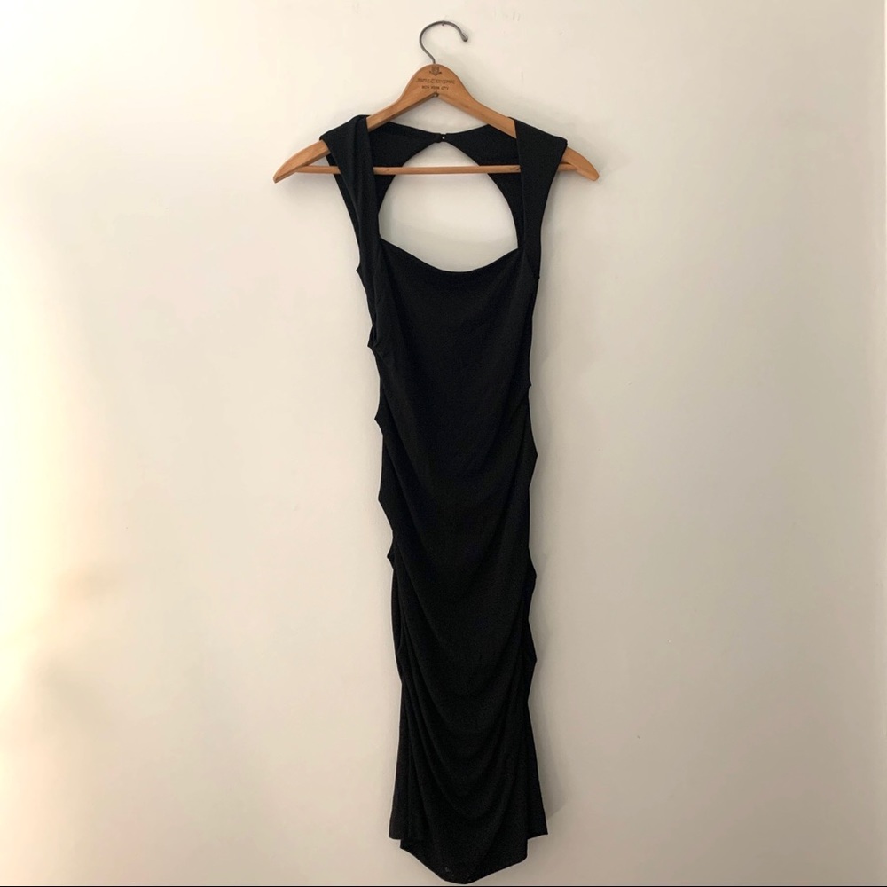Sleek, sexy black Nicole Miller cocktail dress